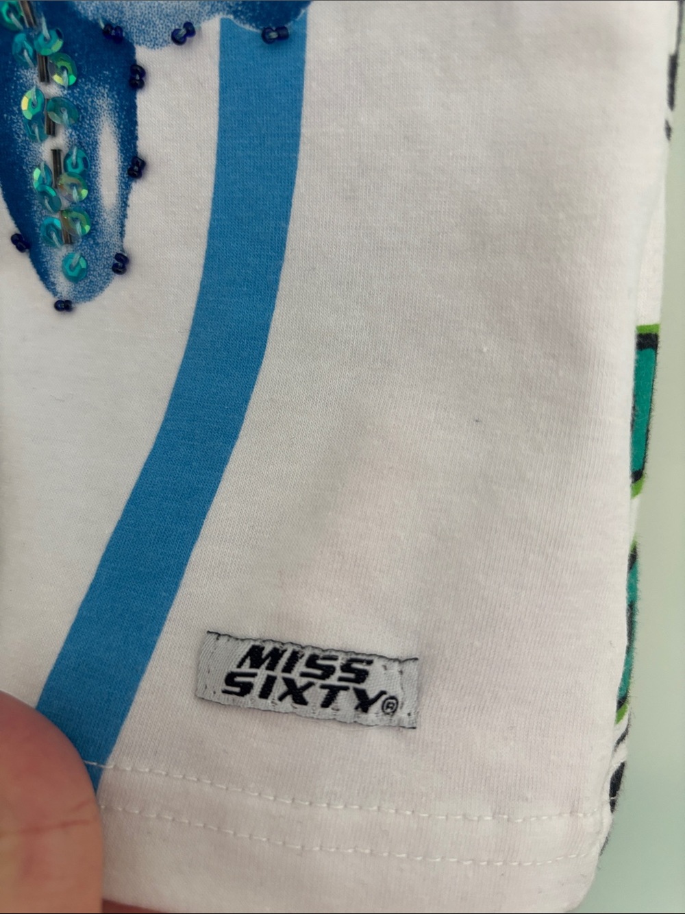 MISS SIXTY Vintage Beaded Embellished Floral T-Shirt (Size L) - Picture 4 of 6